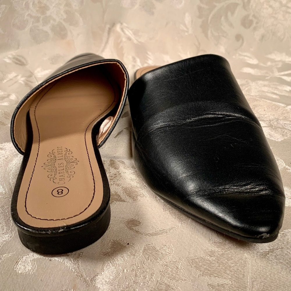 Charles Albert Black Leather Flats - Picture 3 of 3